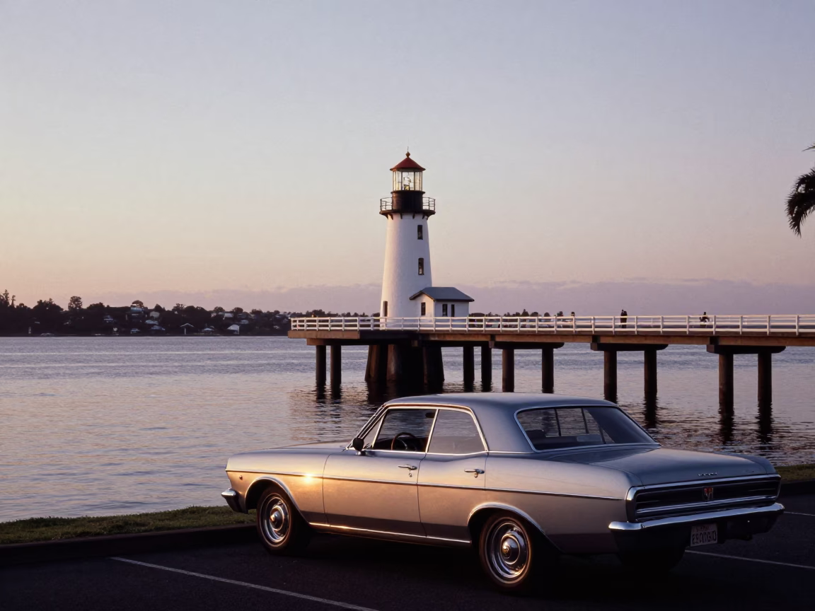 Bridge Pier in Perth at Nautical Dawn Light in in Perth, Western Australia, Australia