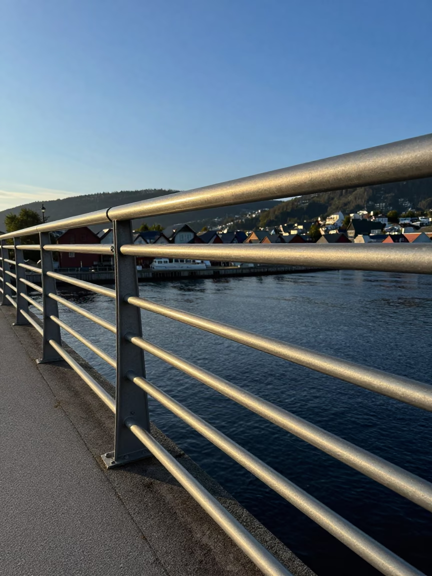 Bridge Rail in Bergen at The Early Afternoon Light in in Bergen, Norway