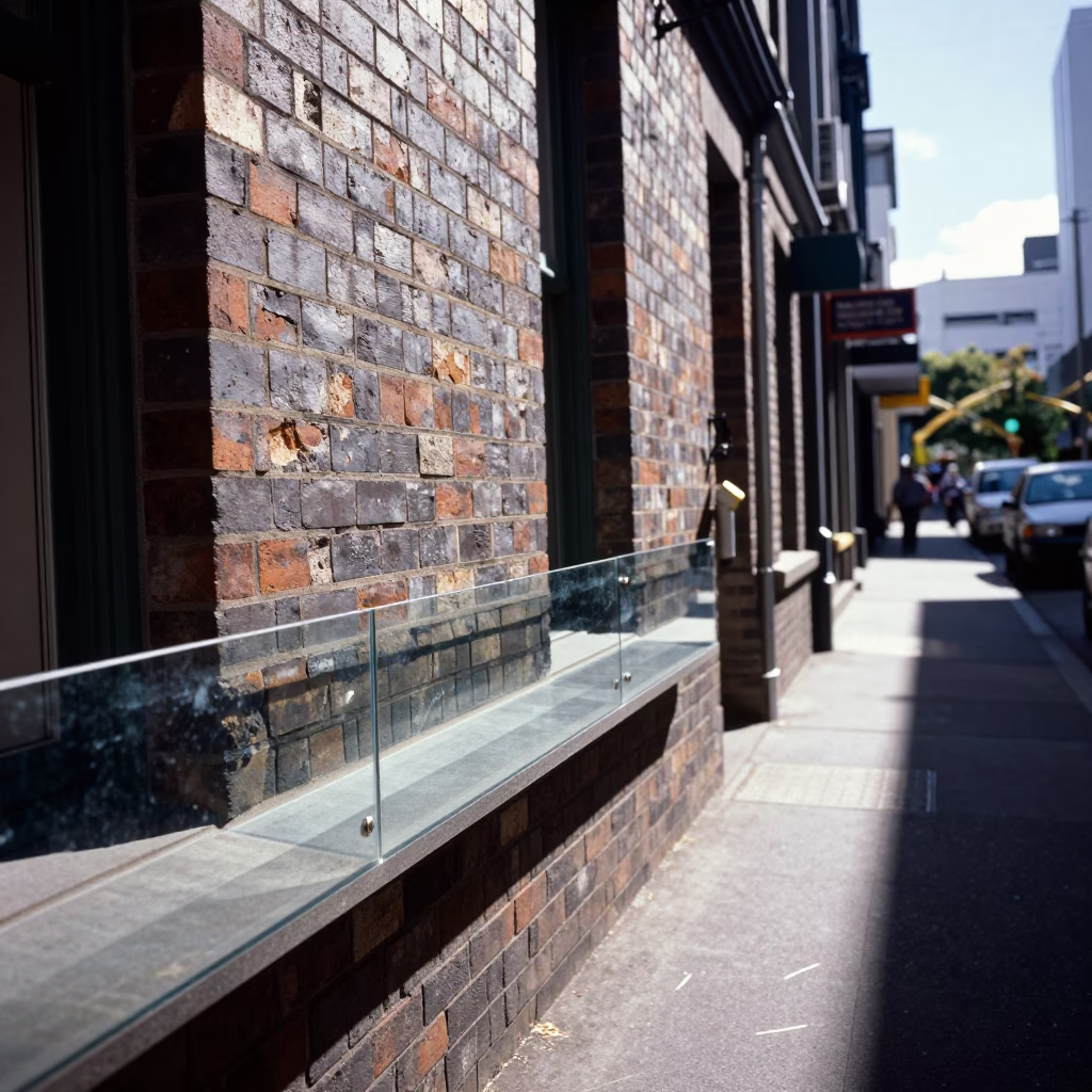 Bright Auckland Midday Street Scene with Clear Glass Sill Edge and Local Cafe Ambiance in in Auckland, New Zealand