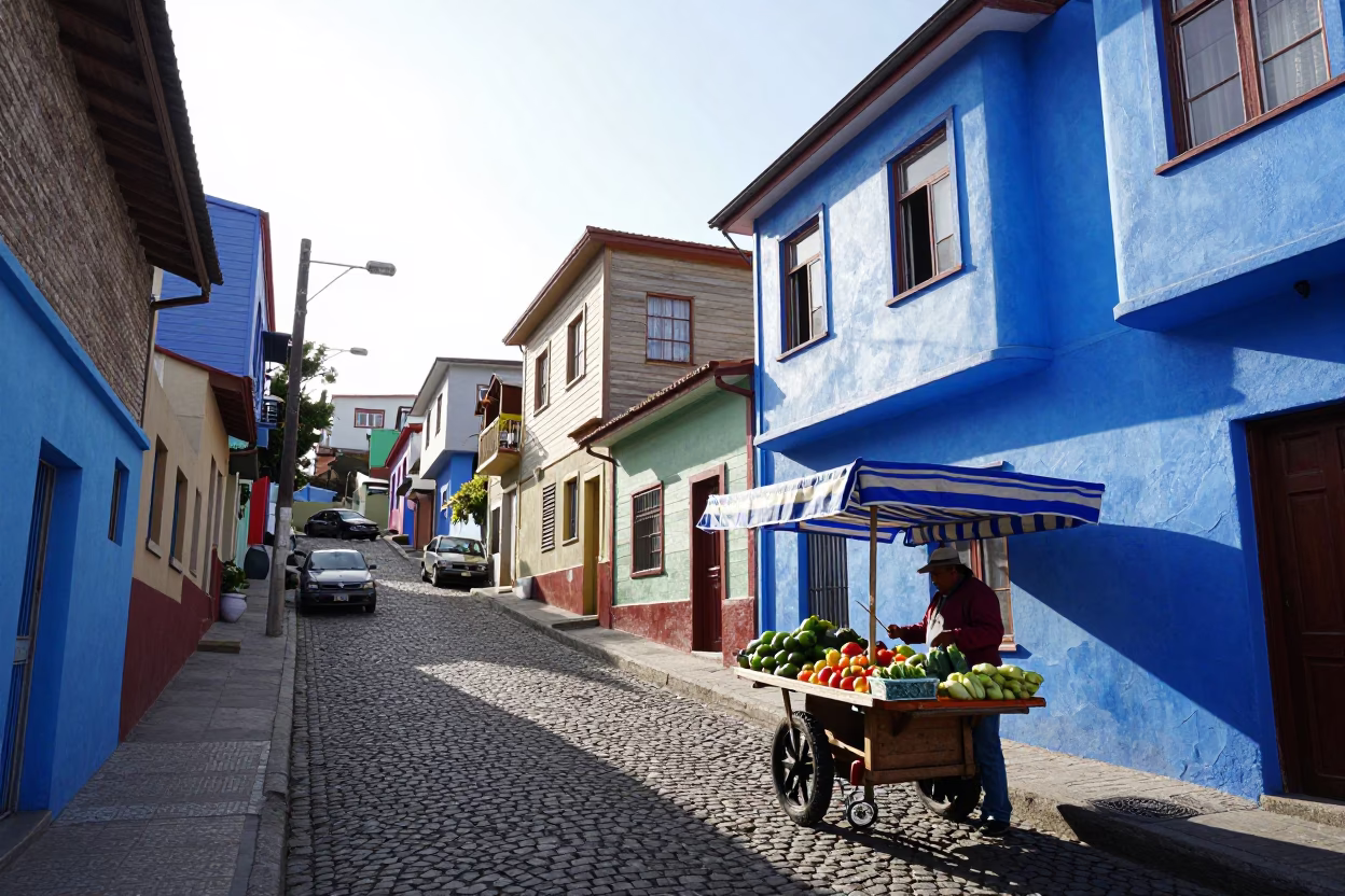 Bright in Valparaiso at Late Morning Light in in Valparaiso, Chile
