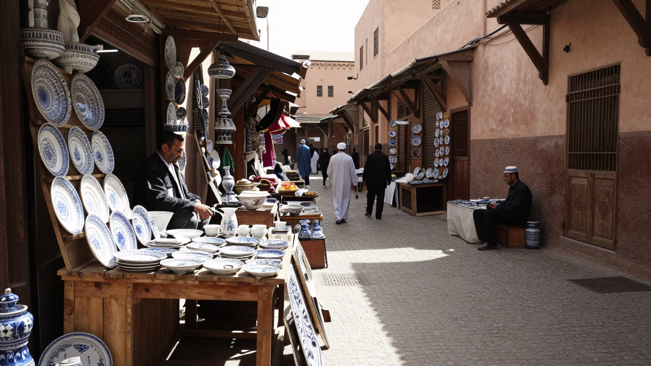 Bright Late Morning Market Stall Display in Marrakech Morocco in in Marrakech, Morocco