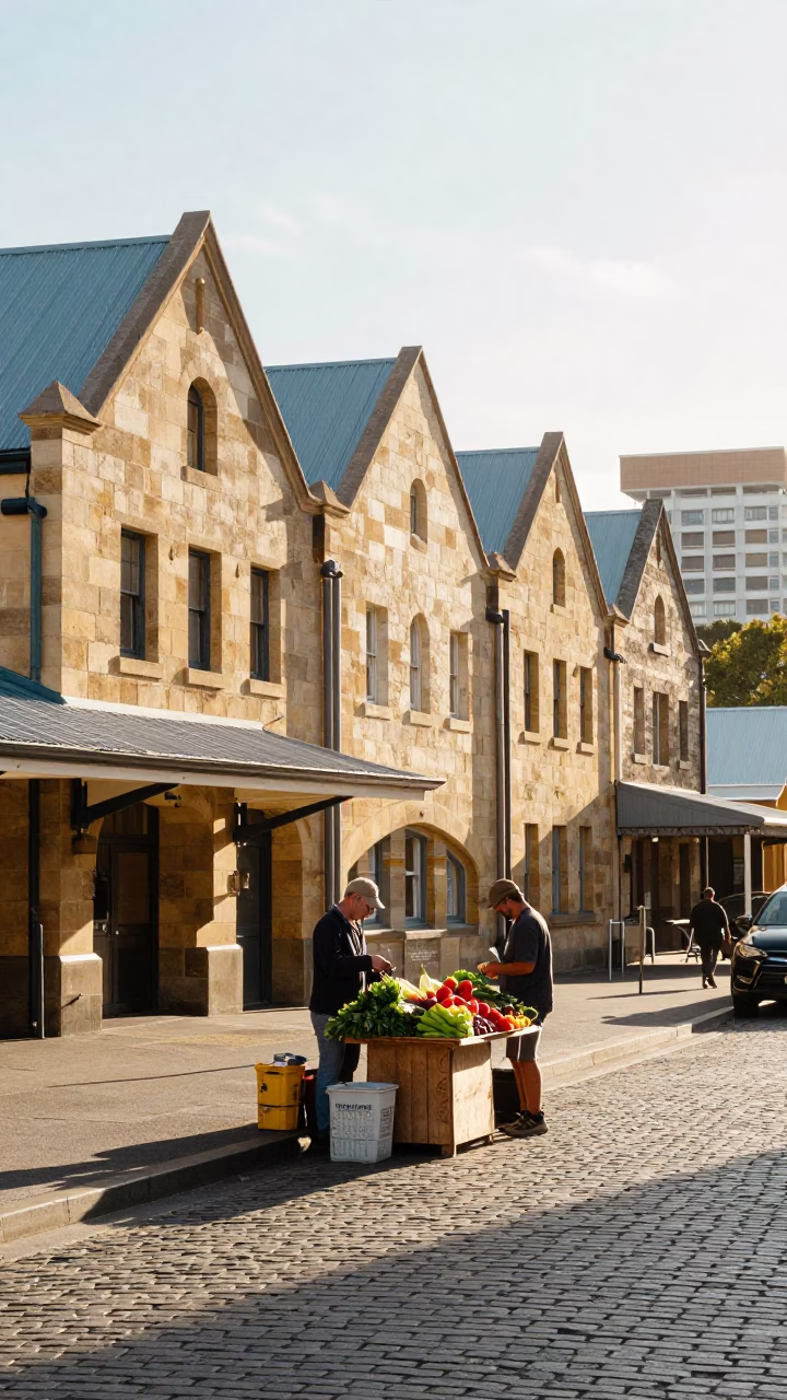 Bright Late Morning Street Scene in Hobart Tasmania Australia in in Hobart, Tasmania, Australia