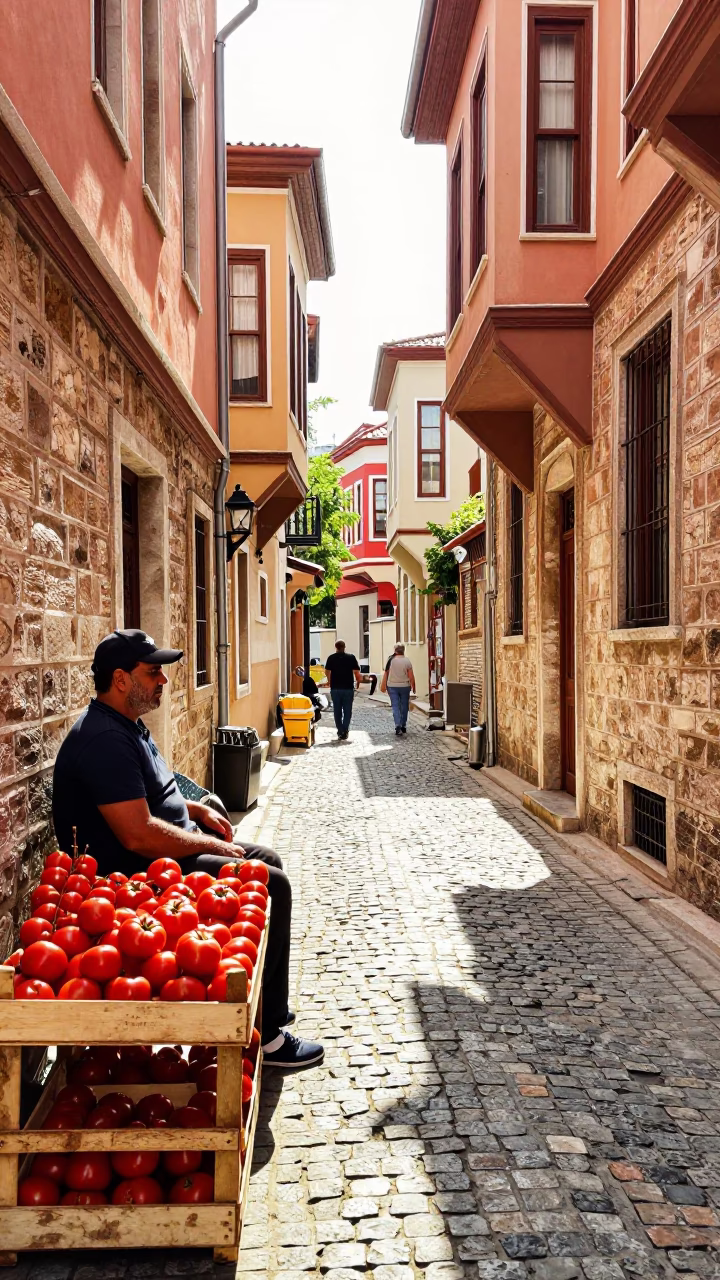 Bright Late Morning Street Scene in Istanbul Turkey in in Istanbul, Turkey