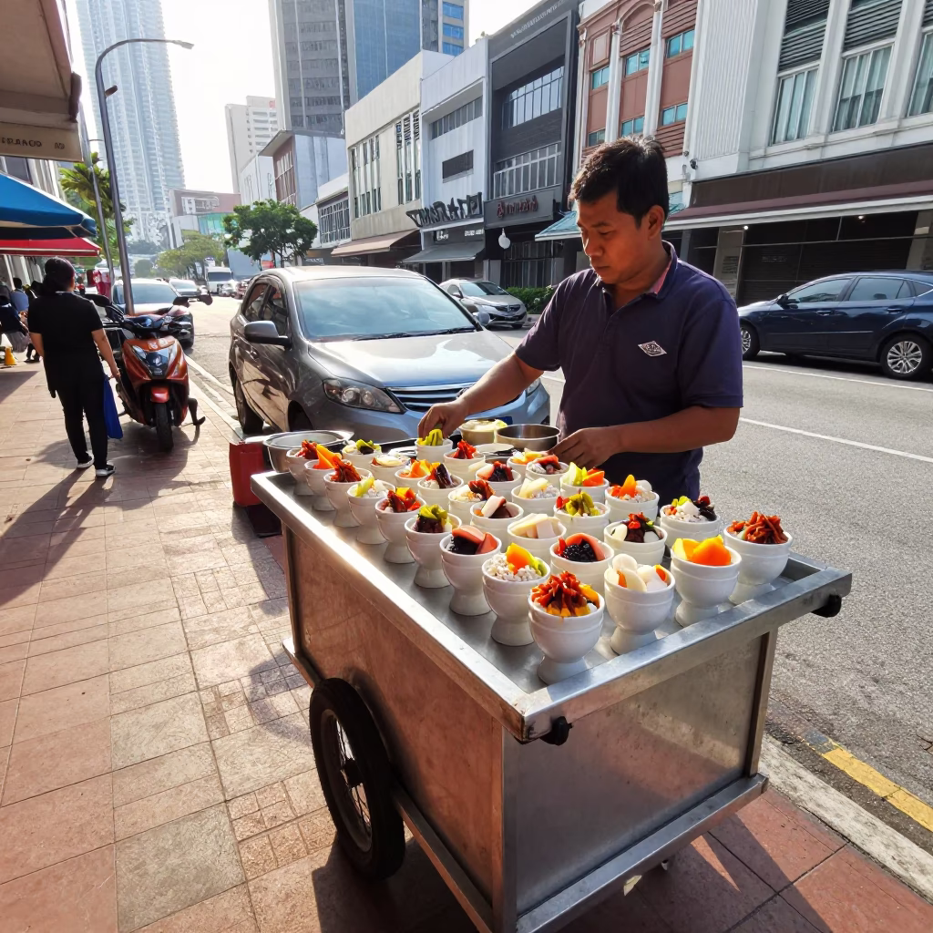 Bright Late Morning Street Scene in Kuala Lumpur Malaysia in in Kuala Lumpur, Malaysia