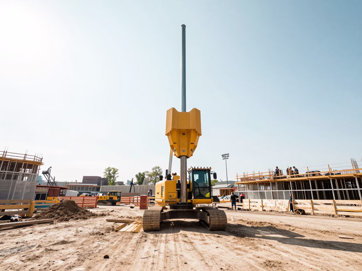 Bright Midmorning Construction Site with Pile Driver in Philadelphia Pennsylvania United States in in Philadelphia, Pennsylvania, United States