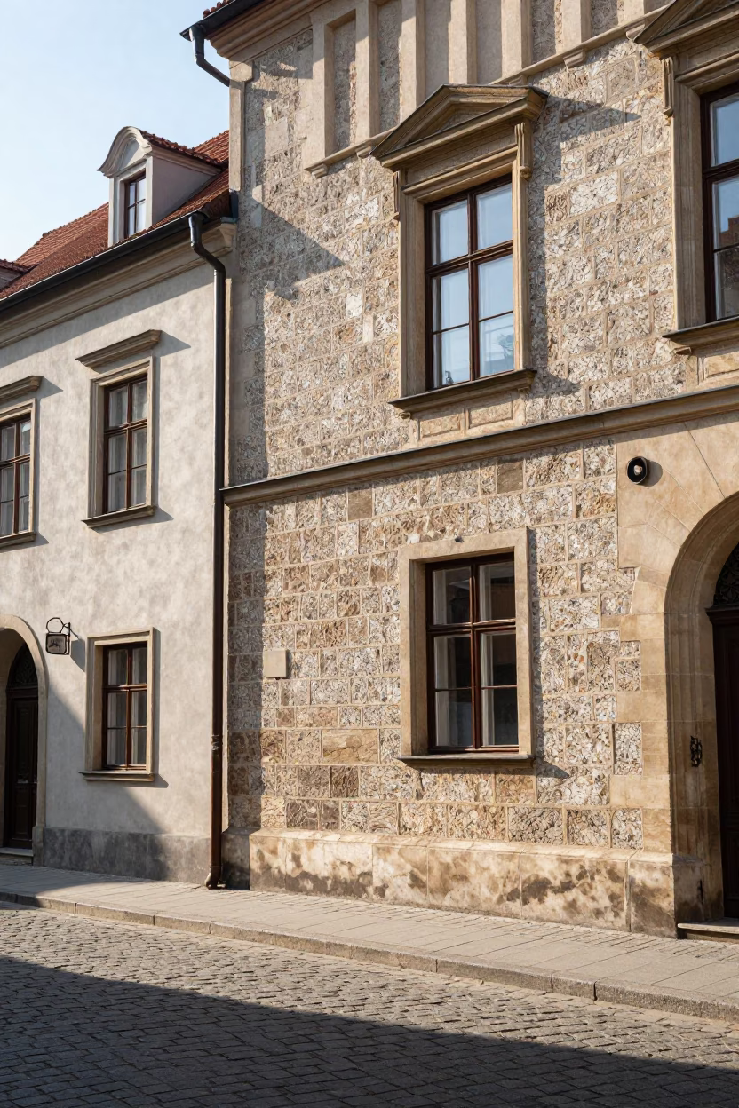 Bright Midmorning Light Illuminating Historic Stone Facades and Cobblestone Streets in Krakow Poland in in Krakow, Poland