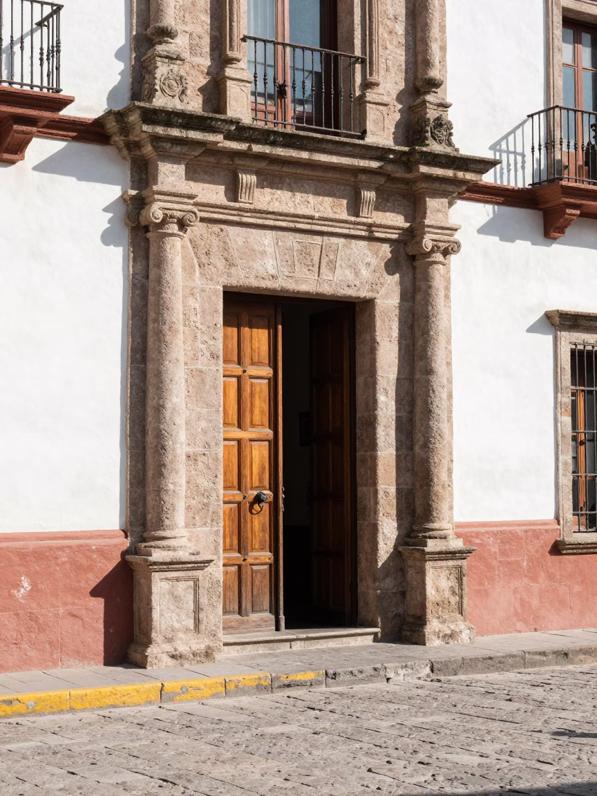 Bright Midmorning Light in Oaxaca Mexico Stone Architecture and Local Life in in Oaxaca, Mexico