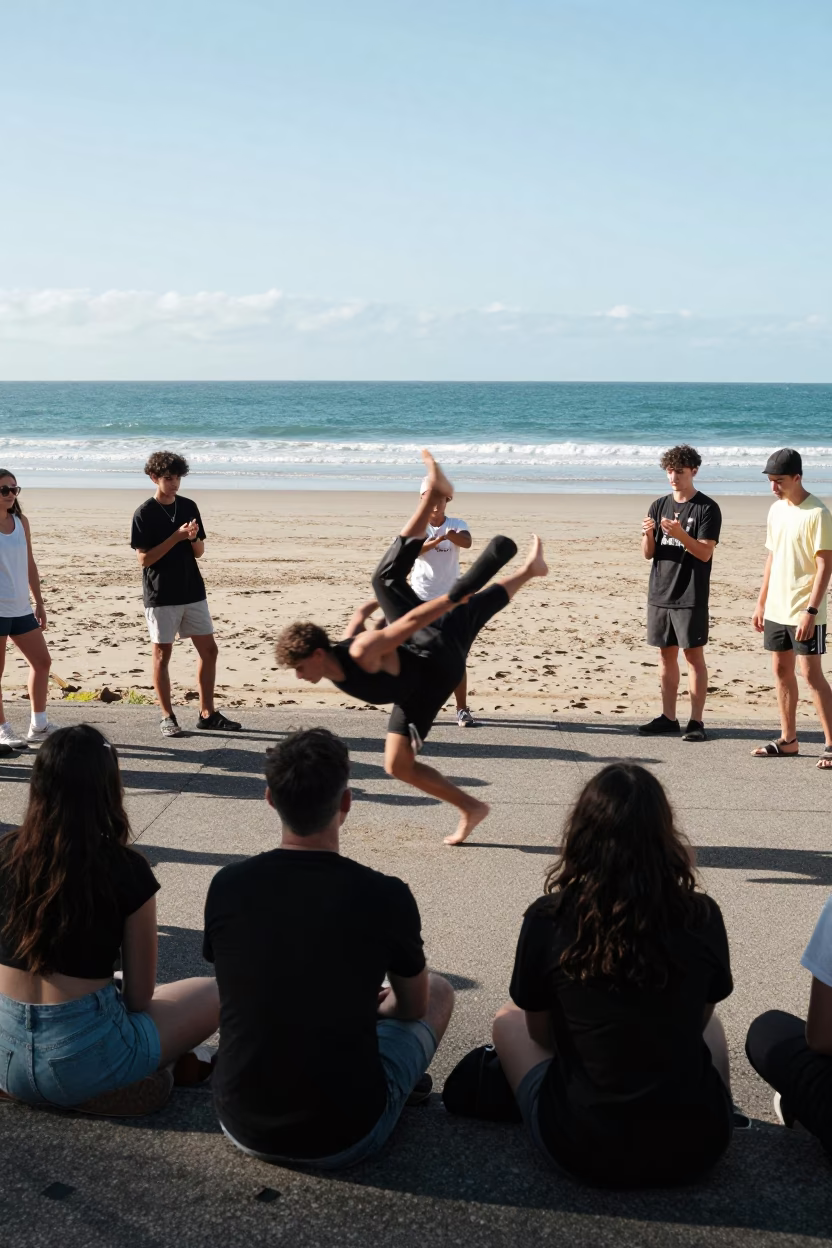 Bright Midmorning Light on Beach Scene in Auckland in in Auckland, New Zealand
