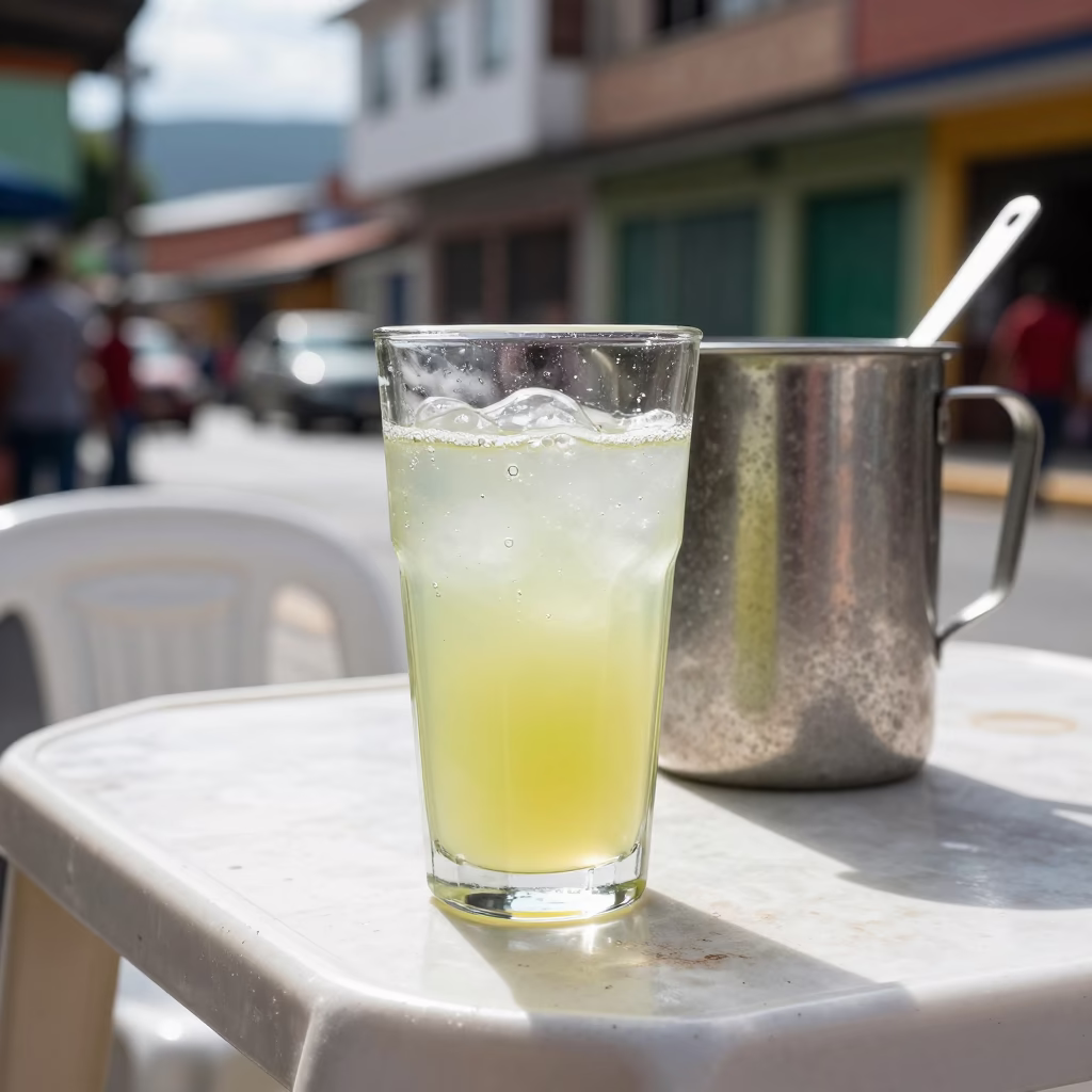 Bright Midmorning Light on Fresh Sugarcane Juice in Medellin in in Medellin, Colombia
