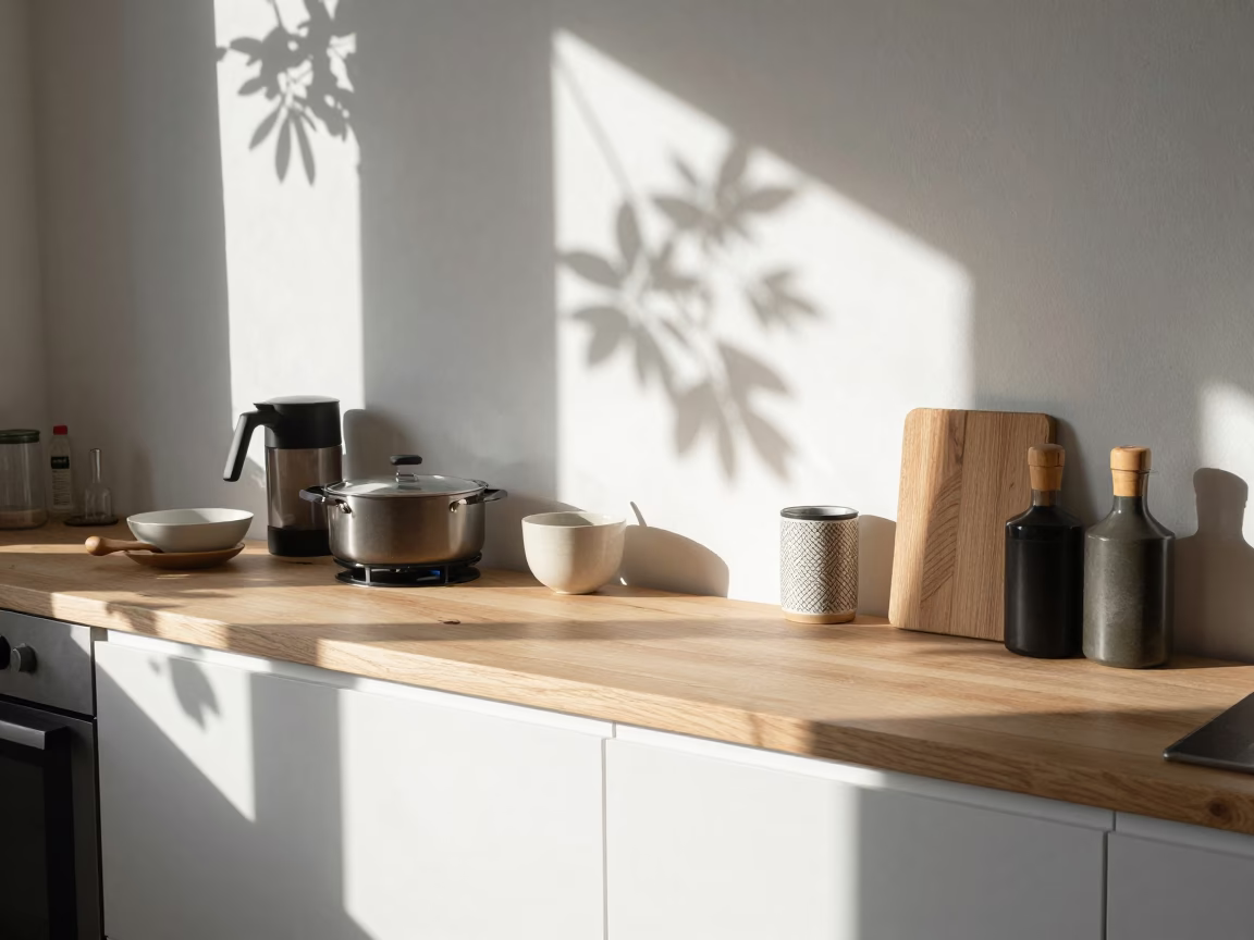 Bright Midmorning Light on Kitchen Counter in Berlin in in Berlin, Germany