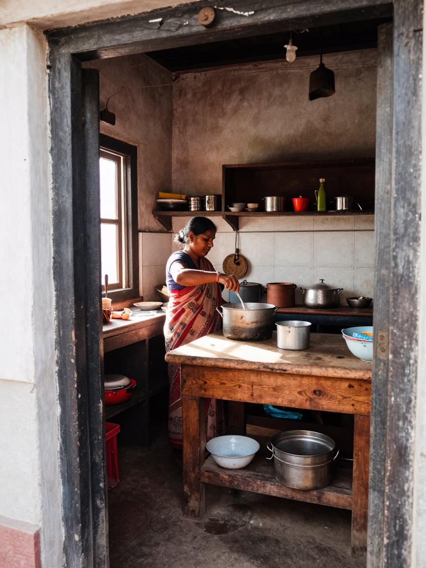 Bright Midmorning Light on Kitchen Interior in Kathmandu in in Kathmandu, Nepal