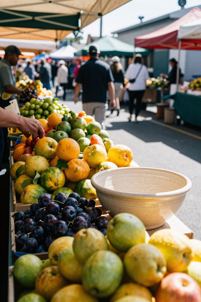 Bright Midmorning Light on Market Scene in San Diego in in San Diego, California, United States