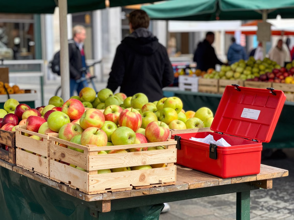 Bright Midmorning Light on Market Stall in Brussels in in Brussels, Belgium