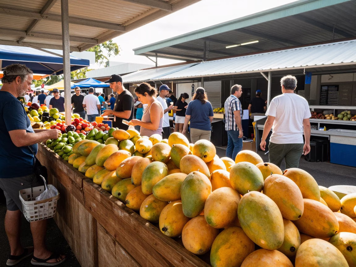 Bright Midmorning Light on Market Stall in Perth in in Perth, Western Australia, Australia