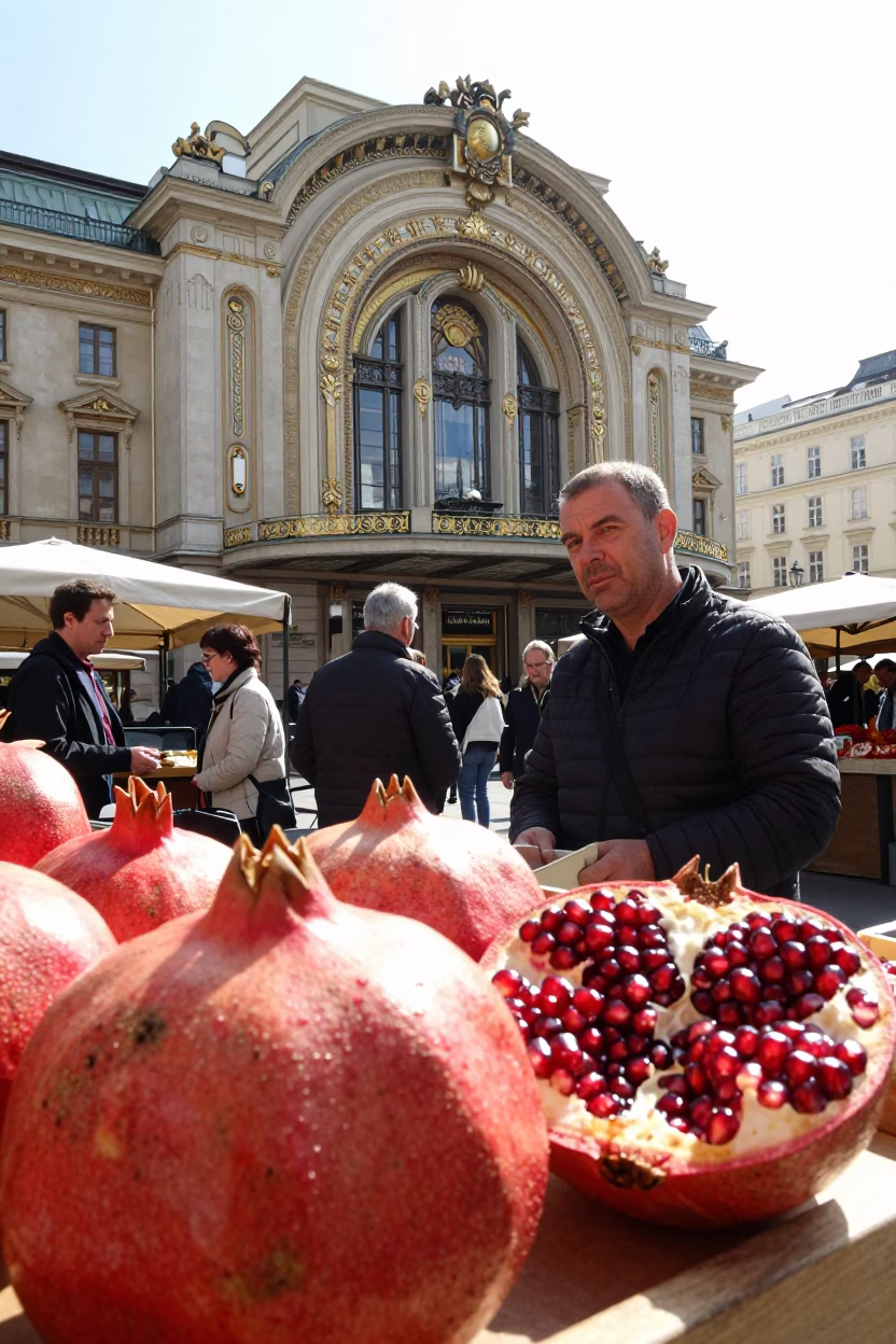 Bright Midmorning Light on Market Stall in Vienna in in Vienna, Austria