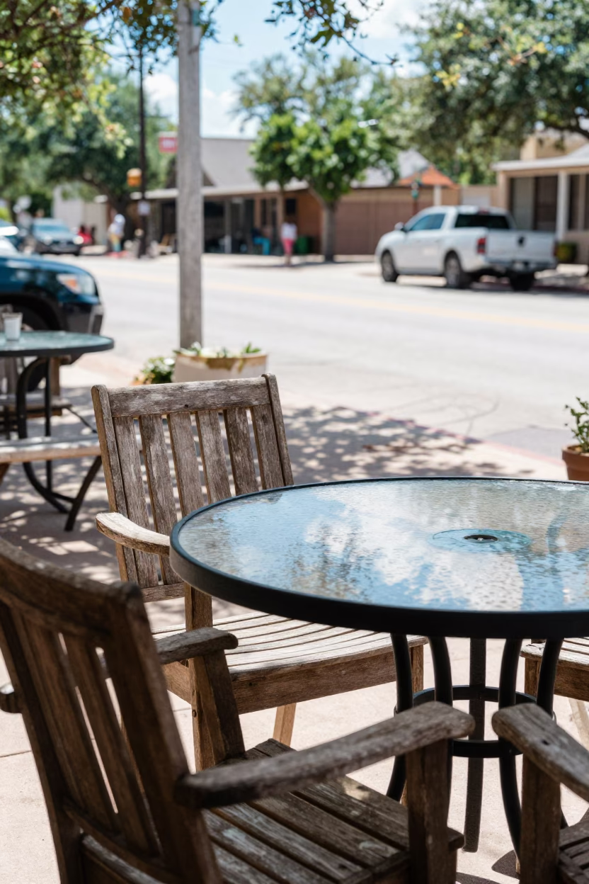Bright Midmorning Light on Patio Scene in Austin in in Austin, Texas, United States