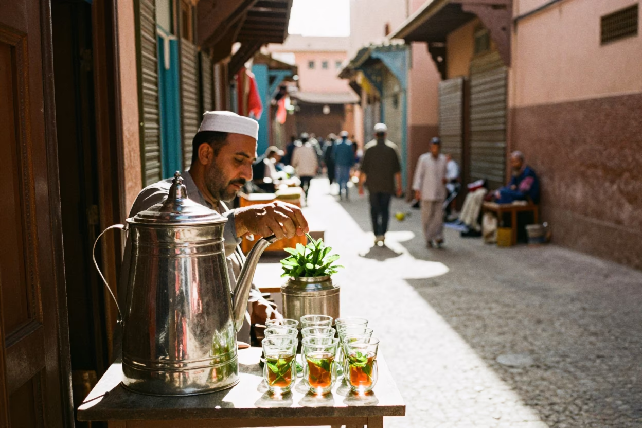 Bright Midmorning Light on Service Souk in Marrakech in in Marrakech, Morocco