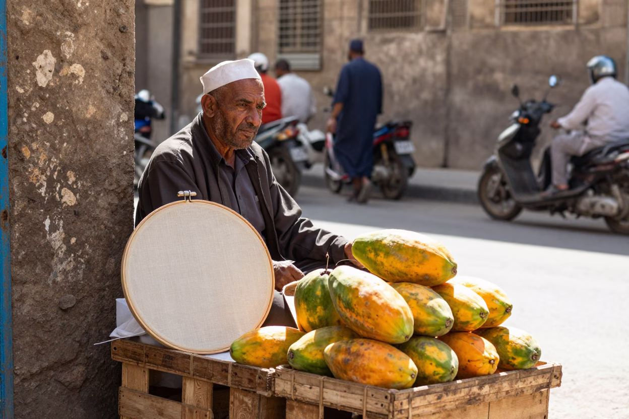 Bright Midmorning Light on Street Scene in Cairo in in Cairo, Egypt