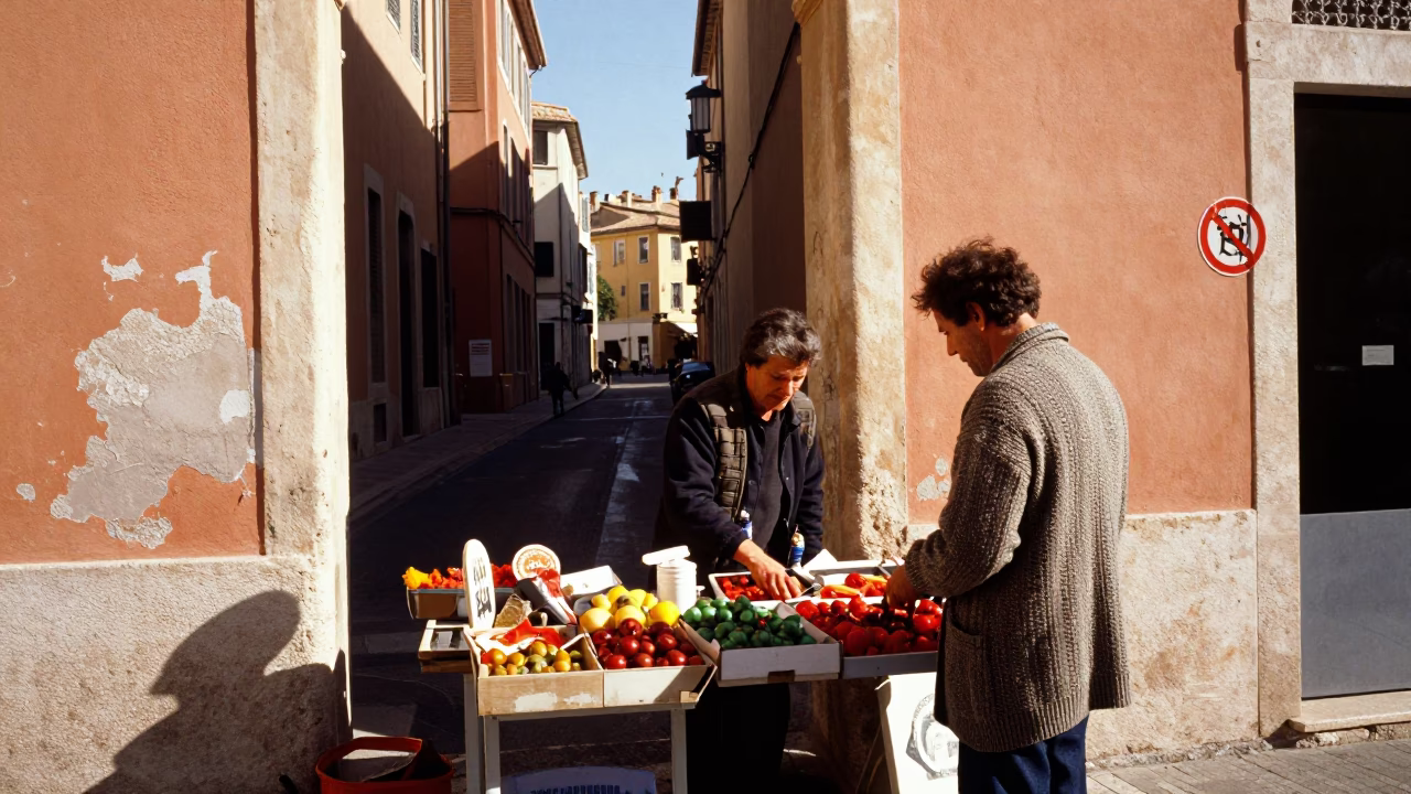 Bright Midmorning Light on Street Scene in Marseille in in Marseille, France
