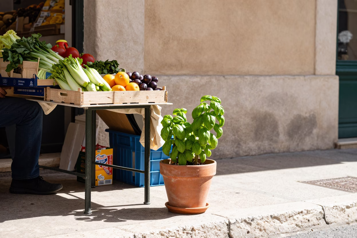 Bright Midmorning Light on Street Scene in Marseille in in Marseille, France