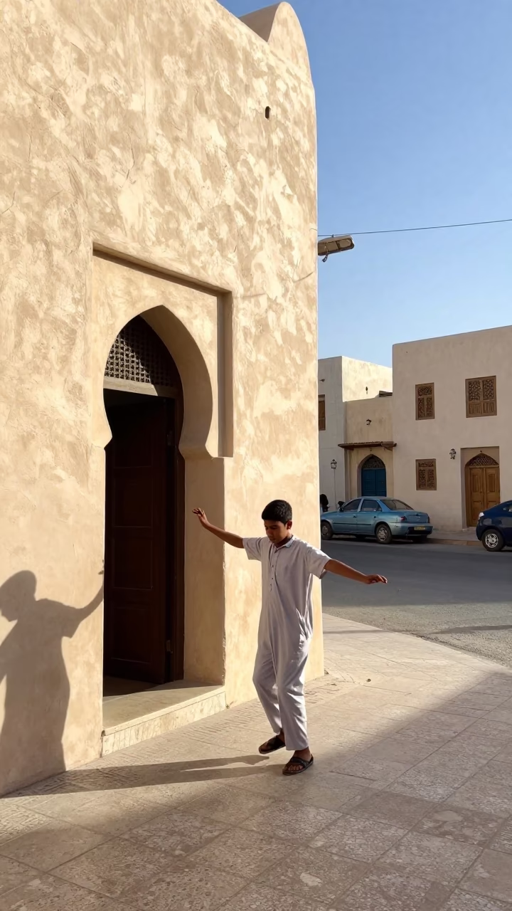 Bright Midmorning Light on Street Scene in Muscat in in Muscat, Oman