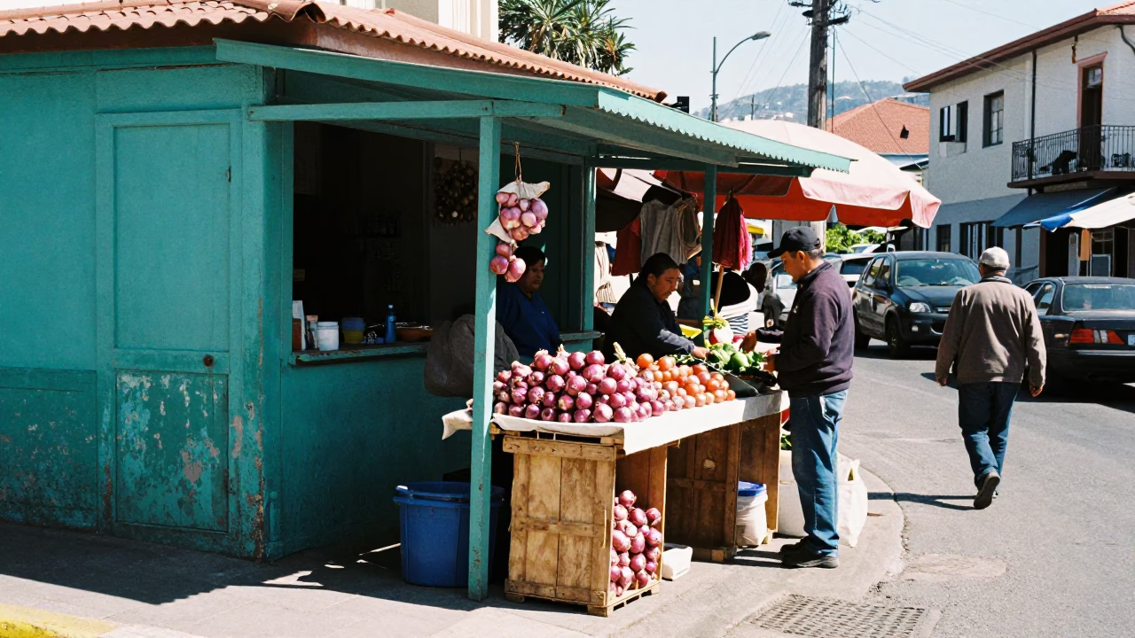 Bright Midmorning Light on Street Scene in Valparaiso in in Valparaiso, Chile