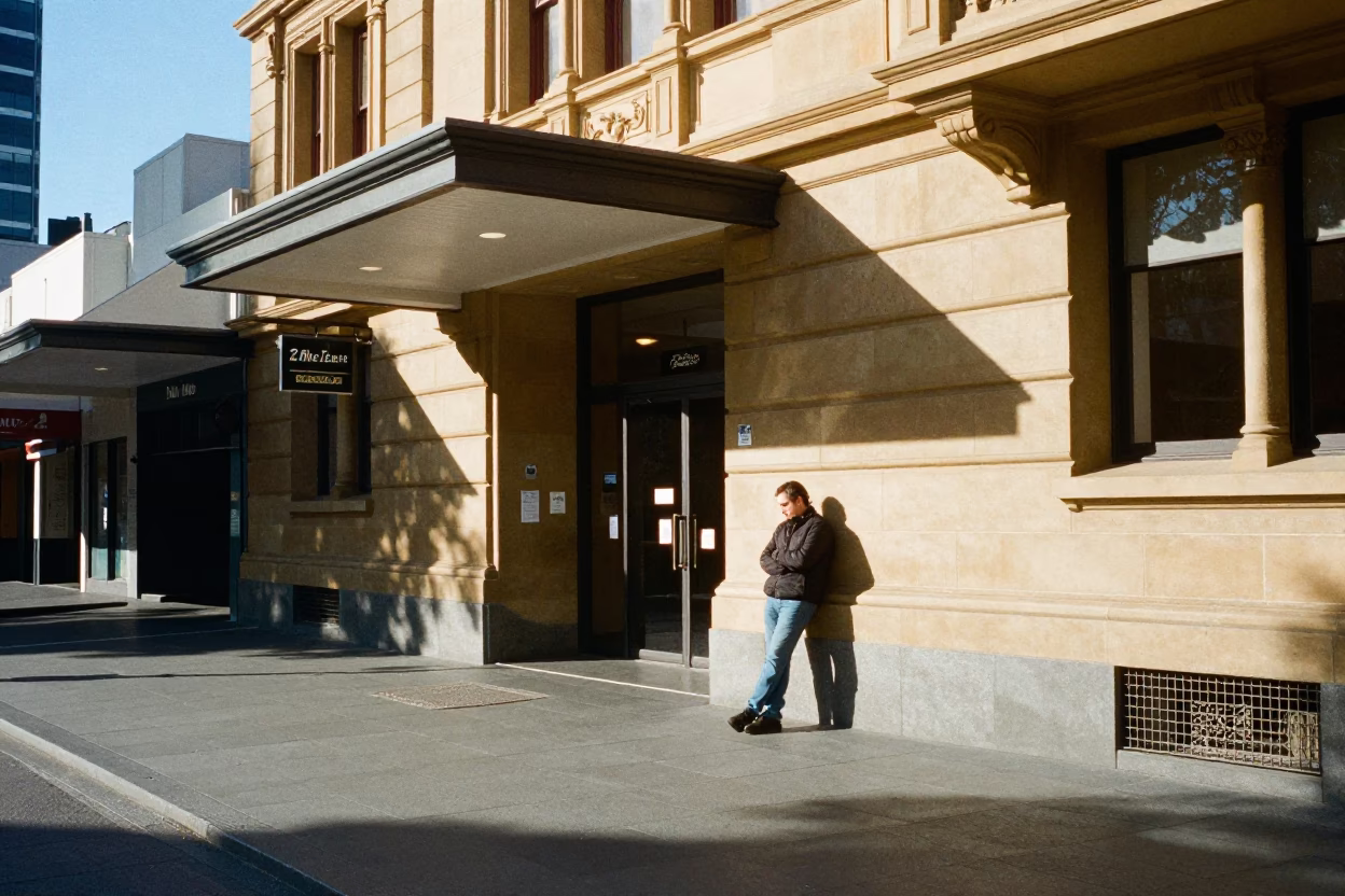 Bright midmorning street scene in Adelaide South Australia with local details in in Adelaide, South Australia, Australia