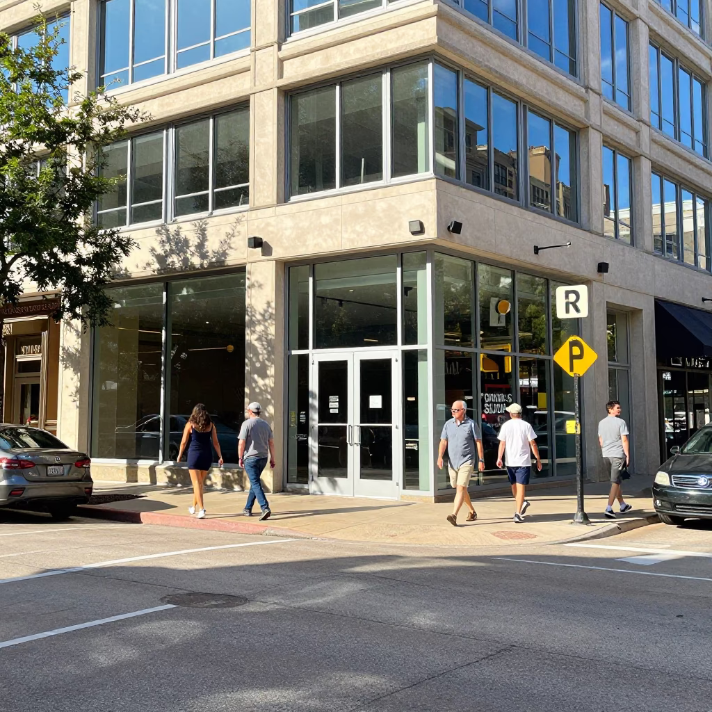Bright Midmorning Street Scene in Austin Texas with Local Pedestrians and Architecture in in Austin, Texas, United States