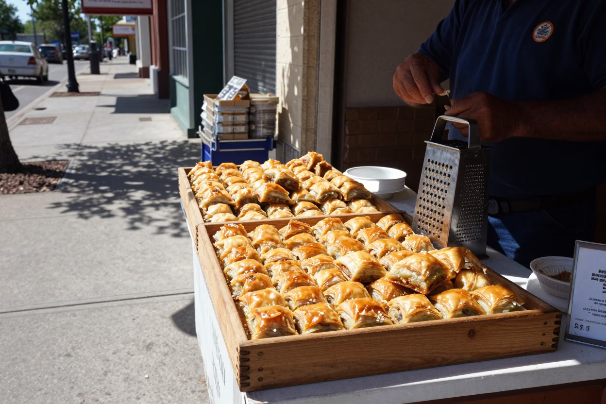 Bright Midmorning Street Scene in Austin Texas with Local Shop Details in in Austin, Texas, United States