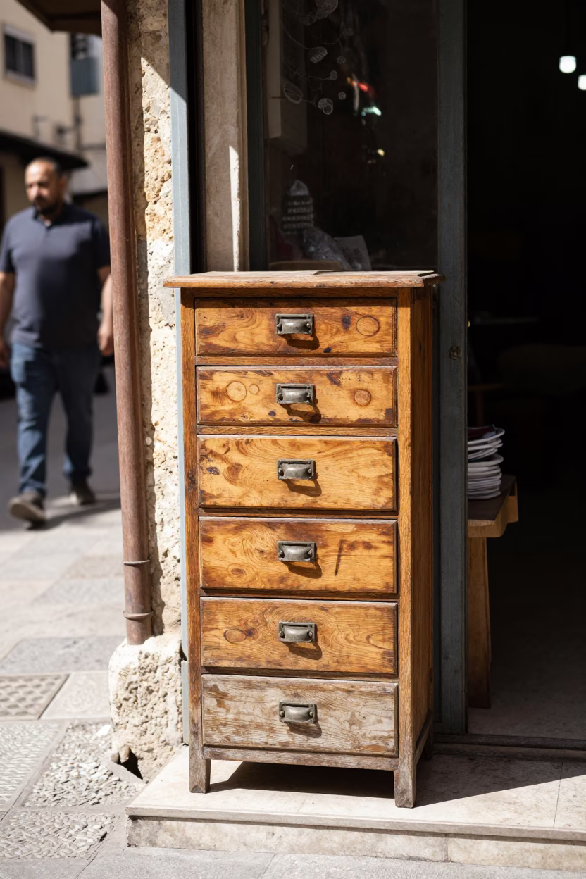 Bright Midmorning Street Scene in Beirut Lebanon with Vintage Details and Local Life in in Beirut, Lebanon