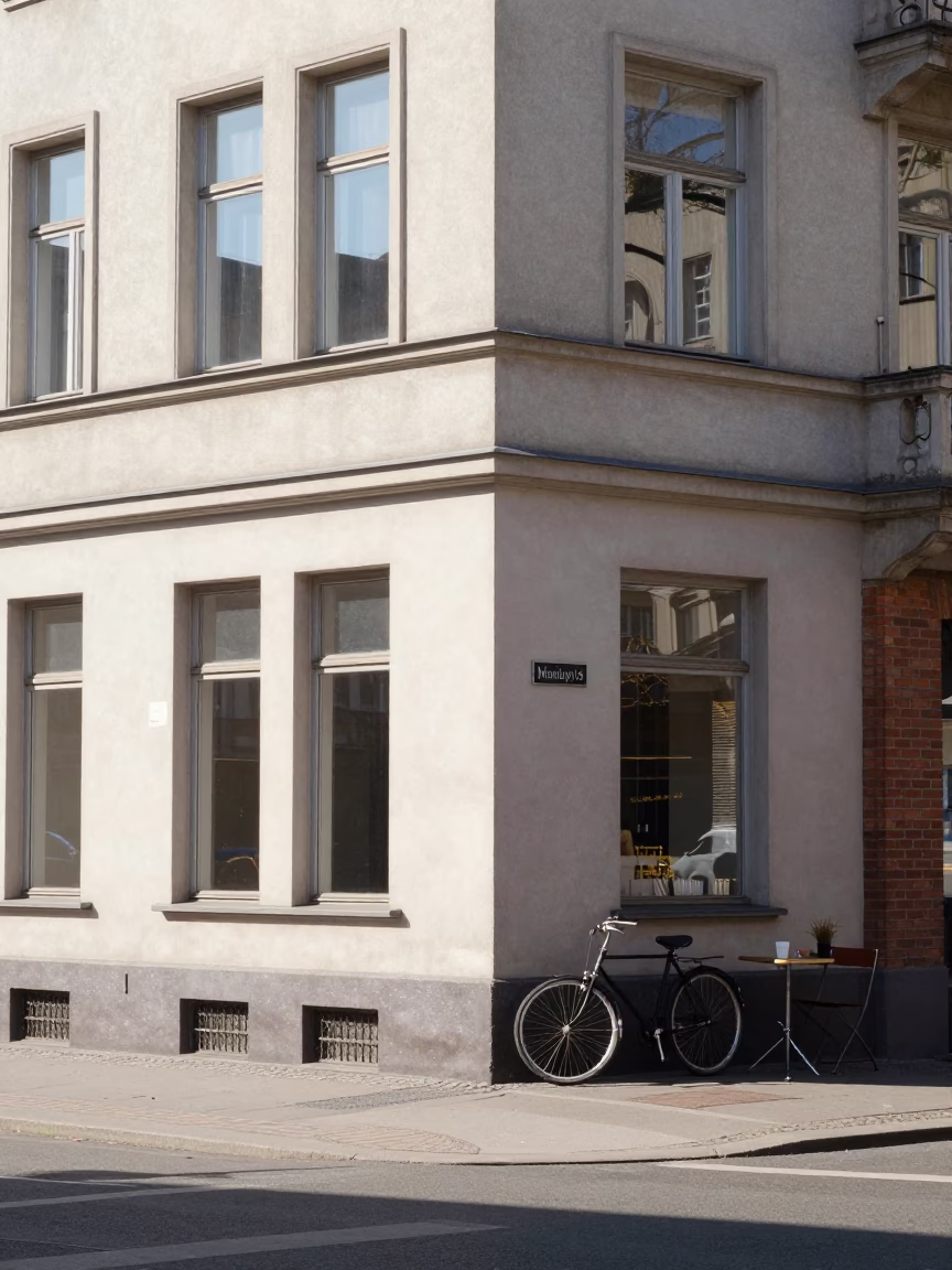 Bright Midmorning Street Scene in Berlin Germany with Vintage 1960s Architecture and Urban Details in in Berlin, Germany