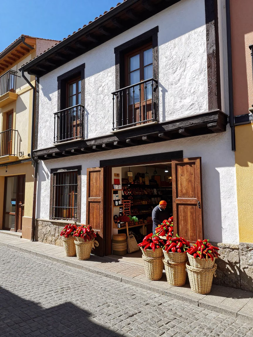 Bright Midmorning Street Scene in Bilbao Spain with Colorful Details in in Bilbao, Spain