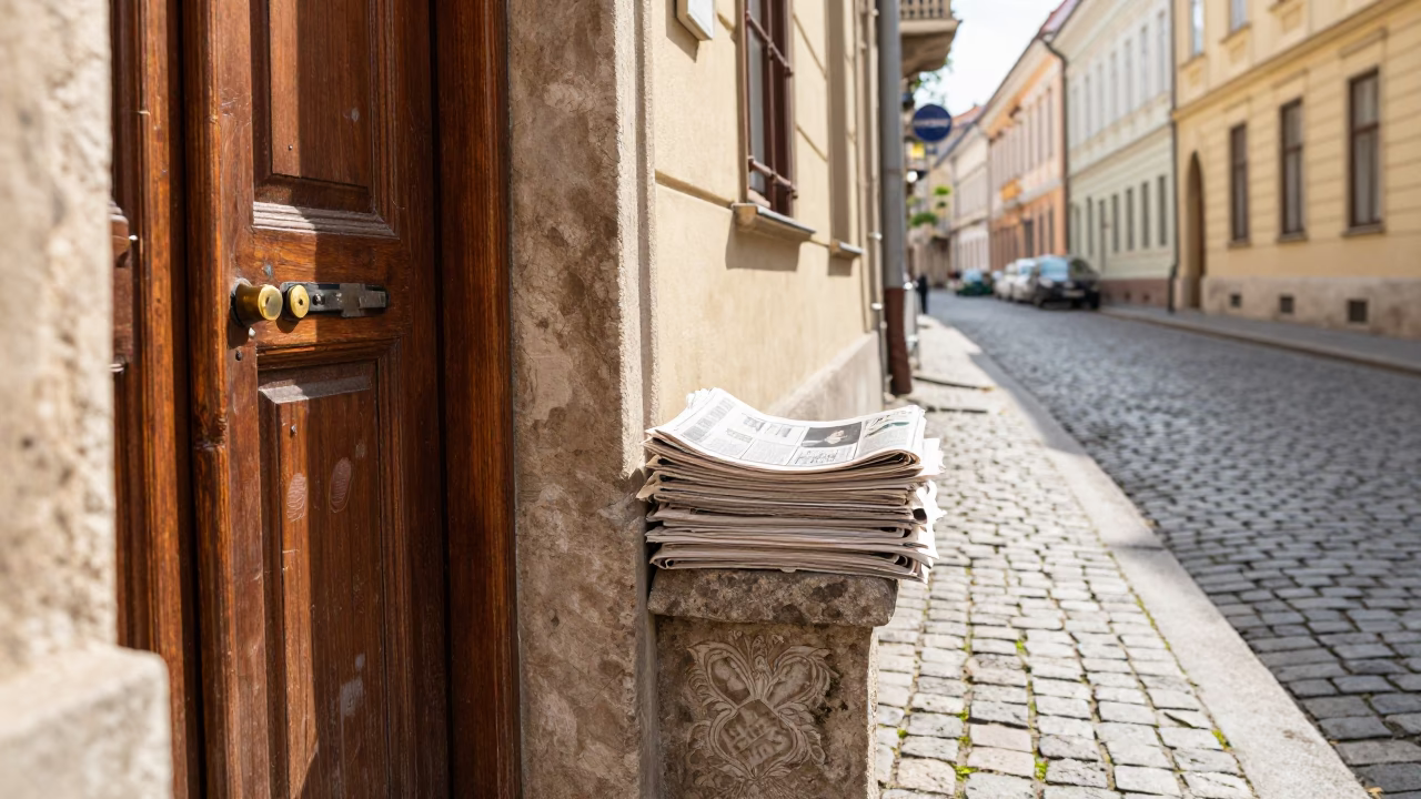 Bright Midmorning Street Scene in Budapest Hungary with Local Details in in Budapest, Hungary