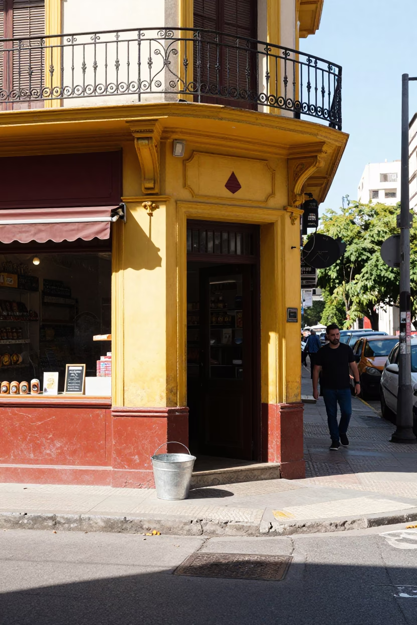 Bright Midmorning Street Scene in Buenos Aires Argentina with Urban Details in in Buenos Aires, Argentina