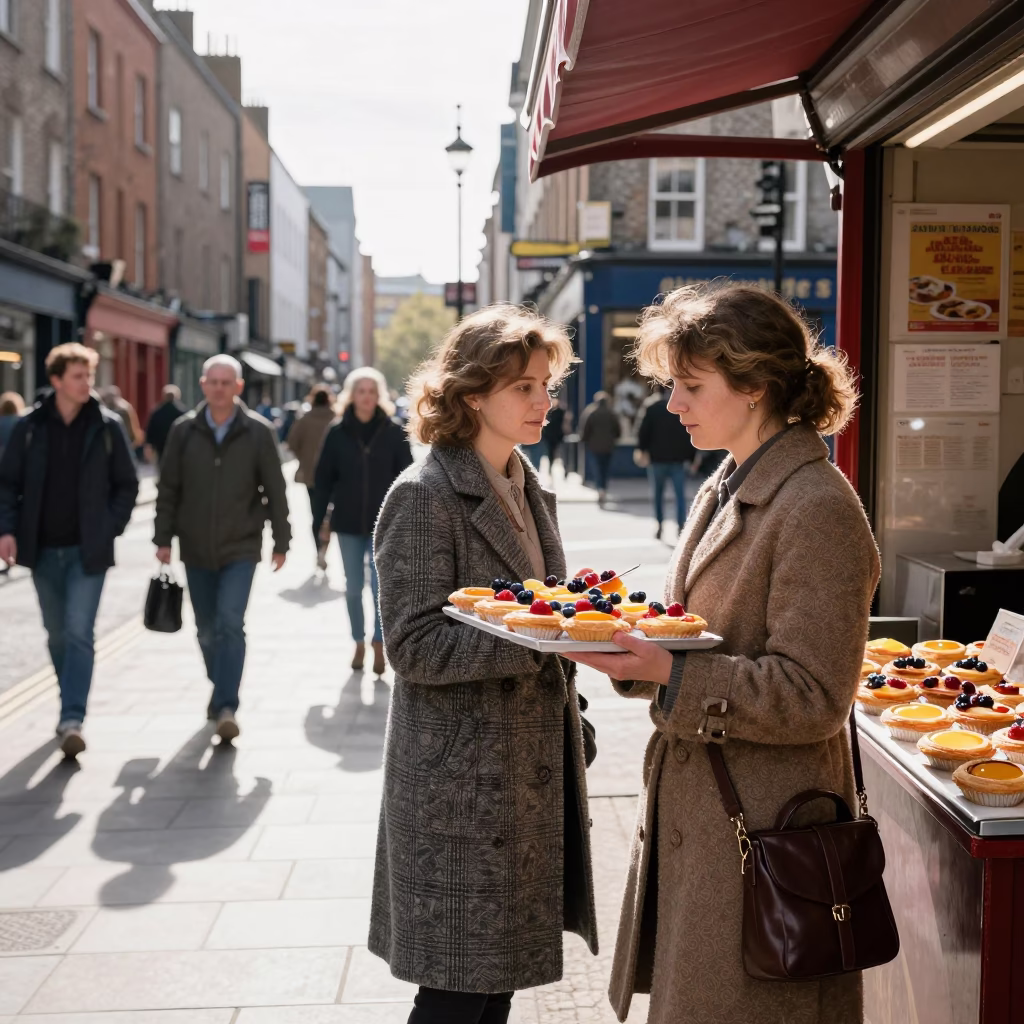 Bright Midmorning Street Scene in Dublin Ireland with Pedestrians and Traditional Architecture in in Dublin, Ireland
