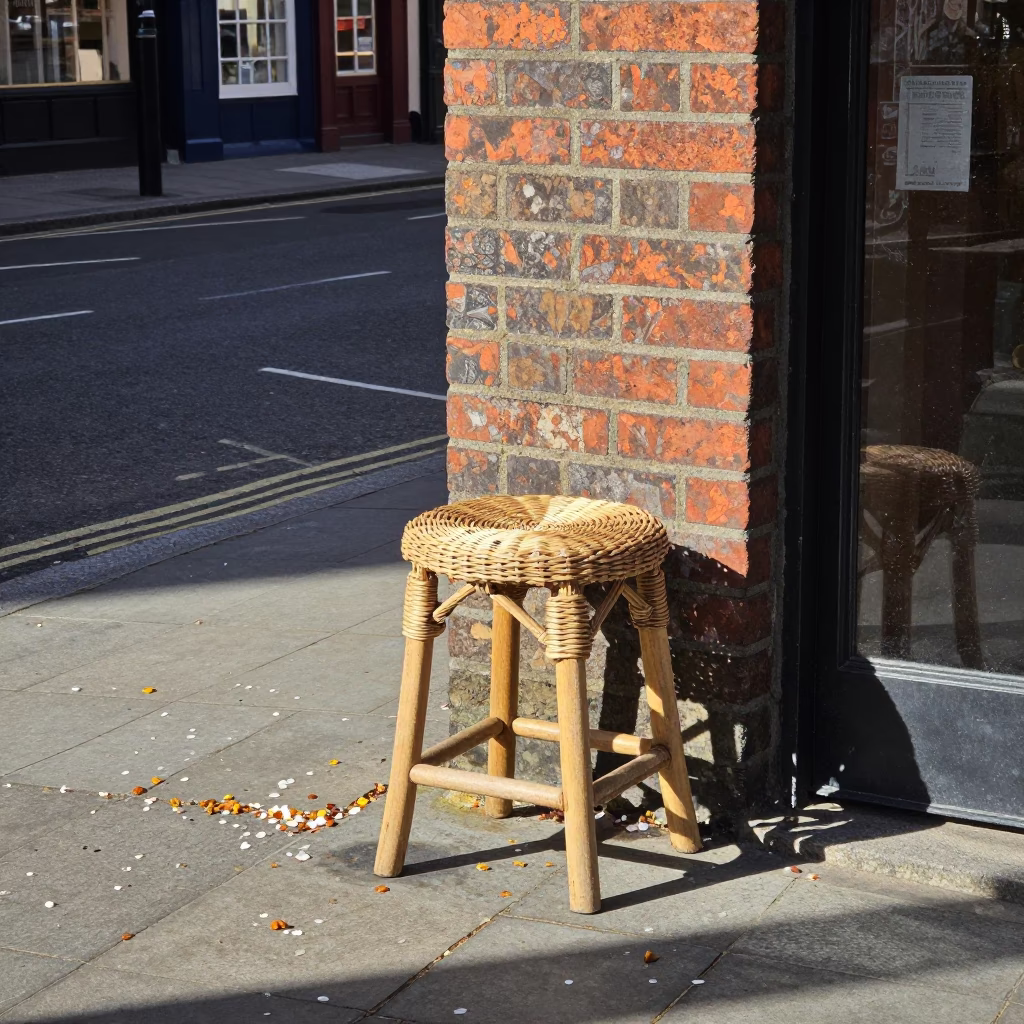 Bright Midmorning Street Scene in Dublin Ireland with Wicker Stool and Petal Path in in Dublin, Ireland