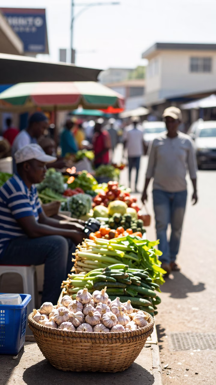 Bright Midmorning Street Scene in Durban South Africa with Local Market Goods in in Durban, South Africa
