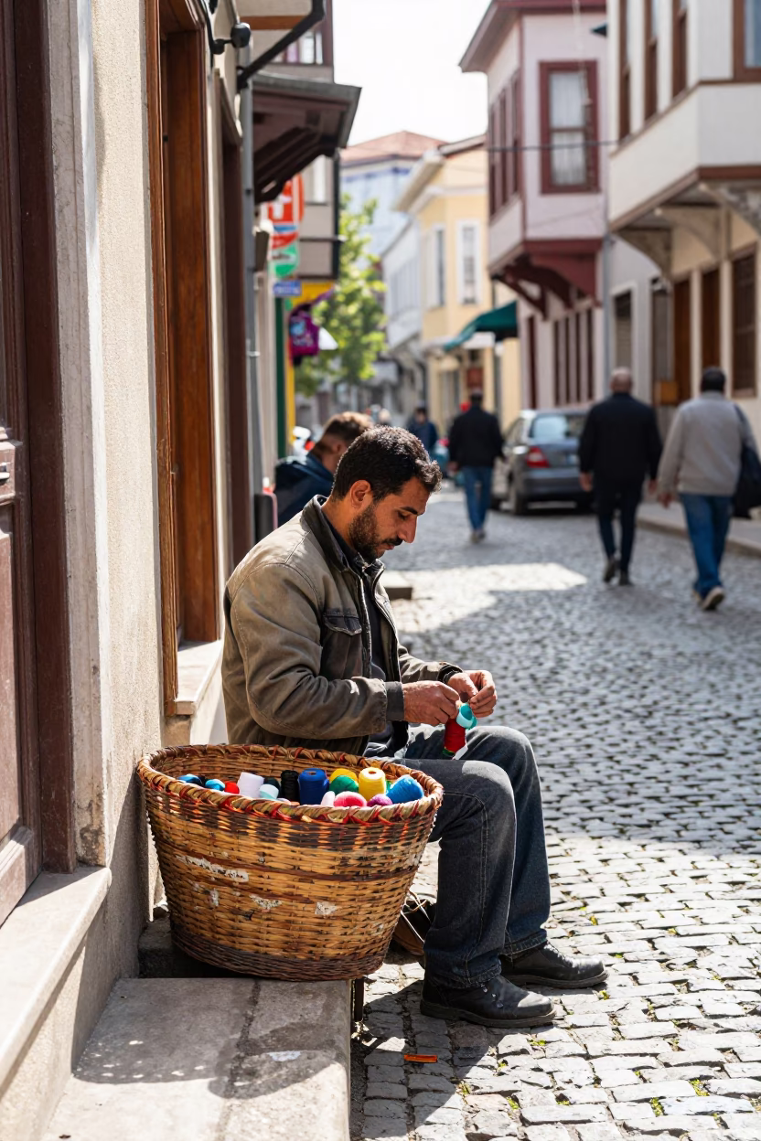 Bright Midmorning Street Scene in Istanbul Turkey with Local Life and Urban Details in in Istanbul, Turkey