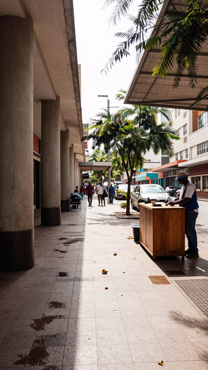 Bright Midmorning Street Scene in Johannesburg South Africa with Local Commerce in in Johannesburg, South Africa