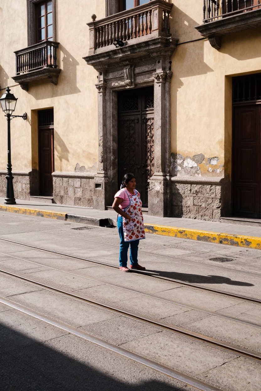 Bright Midmorning Street Scene in Lima Peru with Vintage Elements in in Lima, Peru