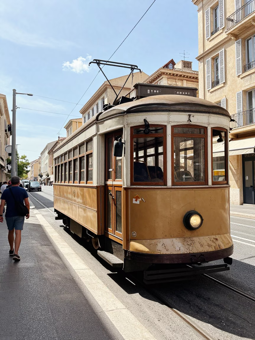 Bright Midmorning Street Scene in Marseille France with Vintage Details in in Marseille, France