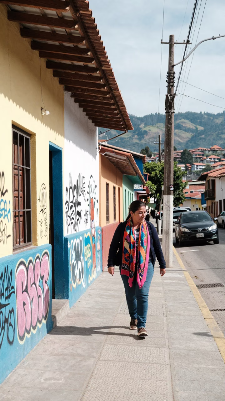 Bright Midmorning Street Scene in Medellin Colombia with Colorful Local Details in in Medellin, Colombia