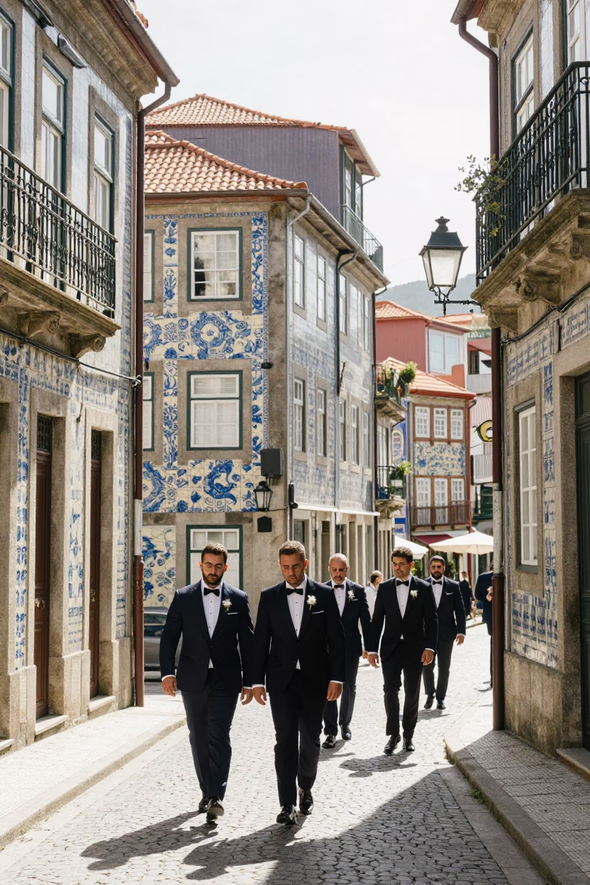 Bright Midmorning Street Scene in Porto Portugal with Traditional Elements in in Porto, Portugal