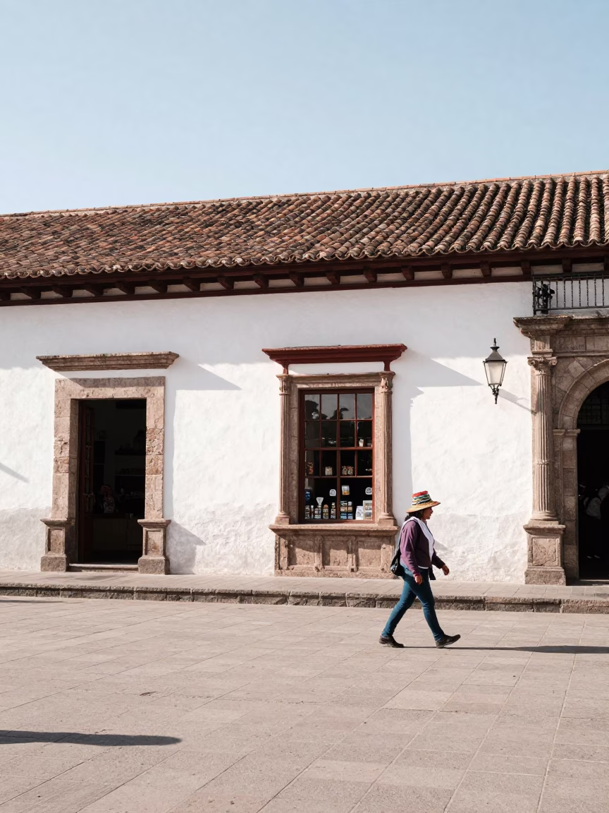 Bright Midmorning Street Scene in Quito Ecuador with Colonial Architecture and Local Life in in Quito, Ecuador