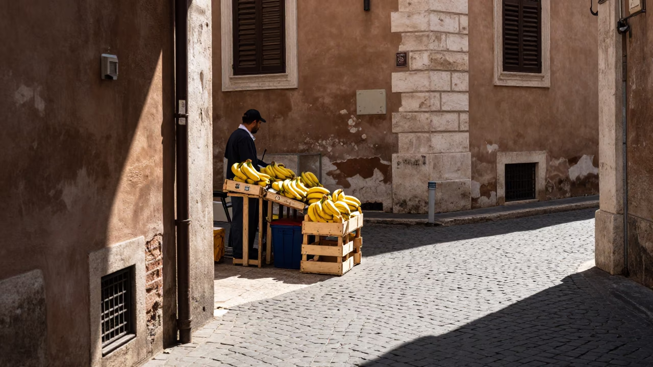 Bright Midmorning Street Scene in Rome Italy with Local Details in in Rome, Italy