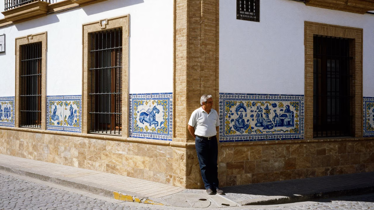 Bright Midmorning Street Scene in Seville Spain with Traditional Details in in Seville, Spain