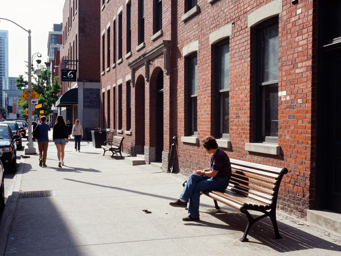 Bright Midmorning Street Scene in Toronto Ontario Canada with Urban Details in in Toronto, Ontario, Canada