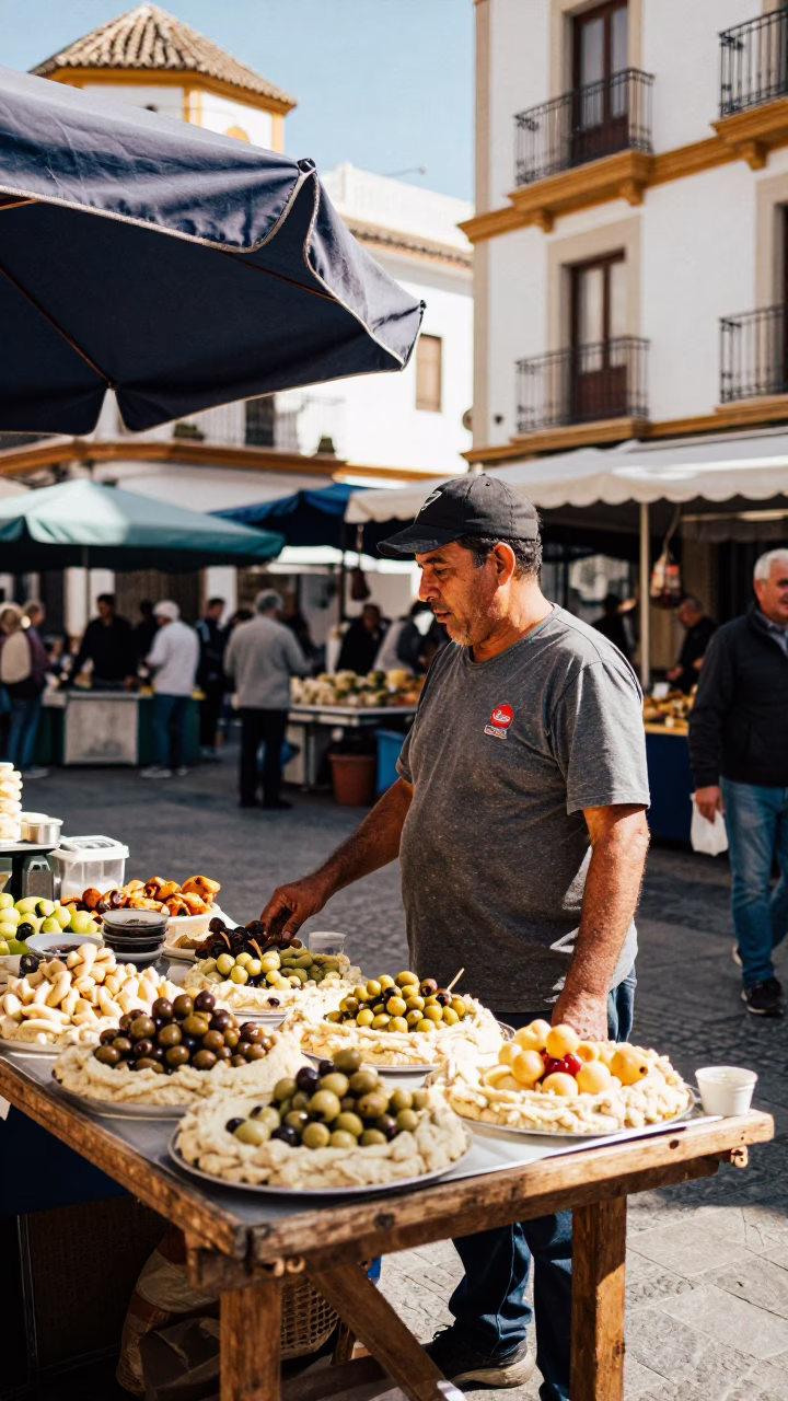 Bright Midmorning Street Scene in Valencia Spain with Traditional Market Elements in in Valencia, Spain