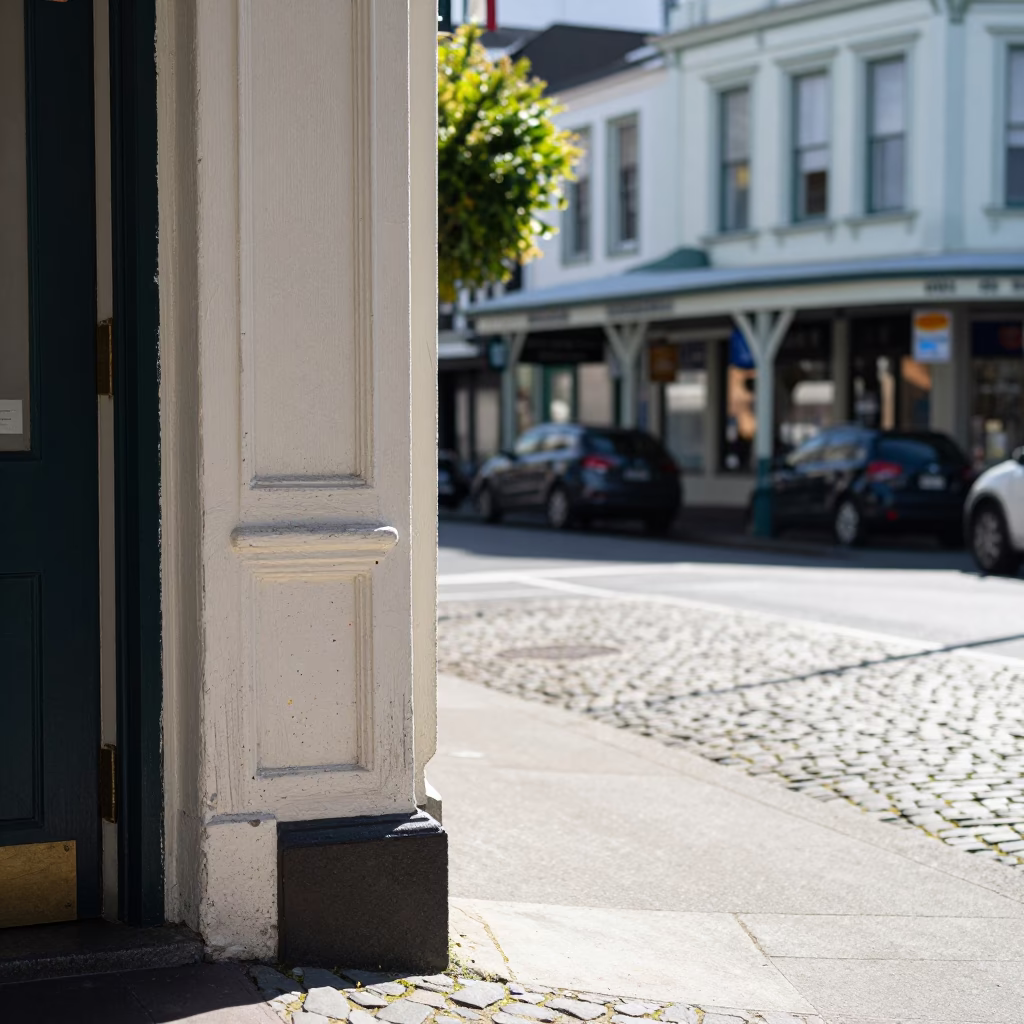 Bright Morning Street Scene in Wellington New Zealand with Local Details and Urban Life in in Wellington, New Zealand