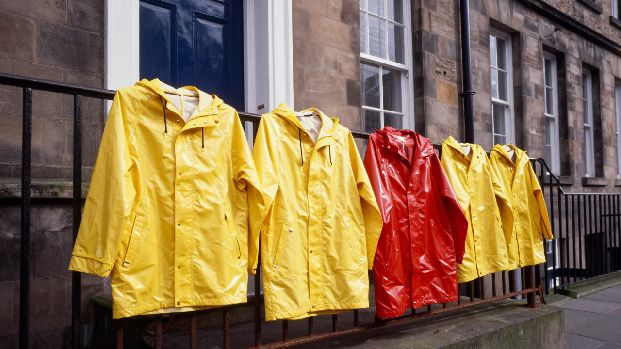 Bright Raincoats in Edinburgh in in Edinburgh, United Kingdom
